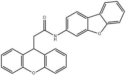 N-dibenzofuran-3-yl-2-(9H-xanthen-9-yl)acetamide Struktur