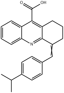 (4E)-4-[(4-propan-2-ylphenyl)methylidene]-2,3-dihydro-1H-acridine-9-carboxylic acid Struktur