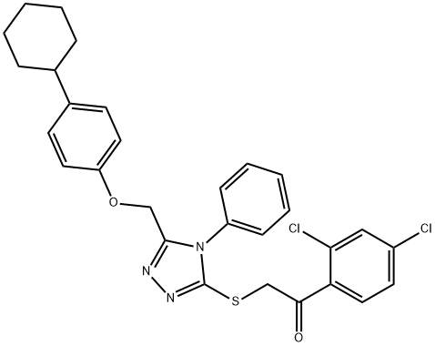 2-[[5-[(4-cyclohexylphenoxy)methyl]-4-phenyl-1,2,4-triazol-3-yl]sulfanyl]-1-(2,4-dichlorophenyl)ethanone Struktur