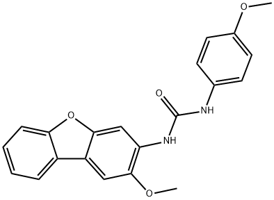 1-(2-methoxydibenzofuran-3-yl)-3-(4-methoxyphenyl)urea Struktur