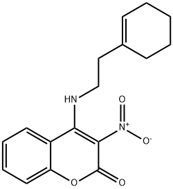 4-[2-(cyclohexen-1-yl)ethylamino]-3-nitrochromen-2-one Struktur