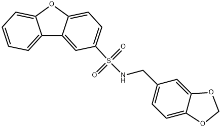 N-(1,3-benzodioxol-5-ylmethyl)dibenzofuran-2-sulfonamide Struktur