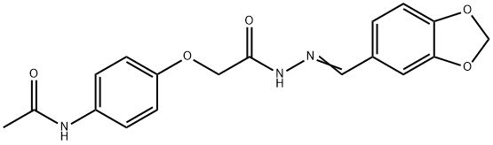 2-(4-acetamidophenoxy)-N-[(E)-1,3-benzodioxol-5-ylmethylideneamino]acetamide Struktur