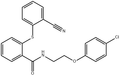 N-[2-(4-chlorophenoxy)ethyl]-2-(2-cyanophenyl)sulfanylbenzamide Struktur