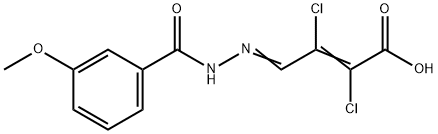 (E,4E)-2,3-dichloro-4-[(3-methoxybenzoyl)hydrazinylidene]but-2-enoic acid Struktur