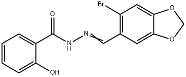 N-[(E)-(6-bromo-1,3-benzodioxol-5-yl)methylideneamino]-2-hydroxybenzamide Struktur