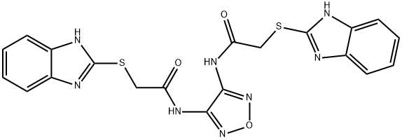 2-(1H-benzimidazol-2-ylsulfanyl)-N-[4-[[2-(1H-benzimidazol-2-ylsulfanyl)acetyl]amino]-1,2,5-oxadiazol-3-yl]acetamide Struktur