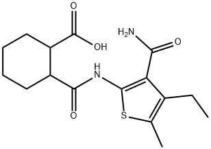 2-[(3-carbamoyl-4-ethyl-5-methylthiophen-2-yl)carbamoyl]cyclohexane-1-carboxylic acid Struktur