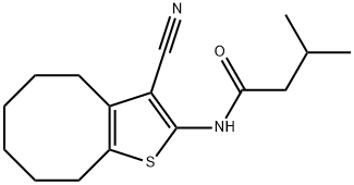 N-(3-cyano-4,5,6,7,8,9-hexahydrocycloocta[b]thiophen-2-yl)-3-methylbutanamide Struktur