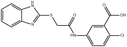 5-[[2-(1H-benzimidazol-2-ylsulfanyl)acetyl]amino]-2-chlorobenzoic acid Struktur