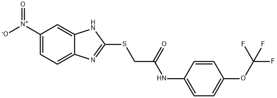 2-[(6-nitro-1H-benzimidazol-2-yl)sulfanyl]-N-[4-(trifluoromethoxy)phenyl]acetamide Struktur