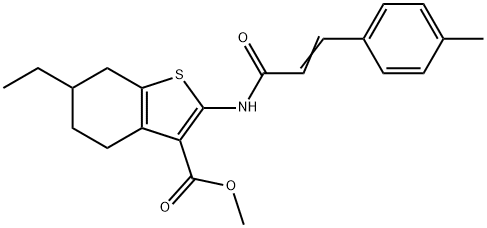 methyl 6-ethyl-2-[[(E)-3-(4-methylphenyl)prop-2-enoyl]amino]-4,5,6,7-tetrahydro-1-benzothiophene-3-carboxylate Struktur