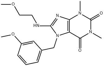 8-(2-methoxyethylamino)-7-[(3-methoxyphenyl)methyl]-1,3-dimethylpurine-2,6-dione Struktur