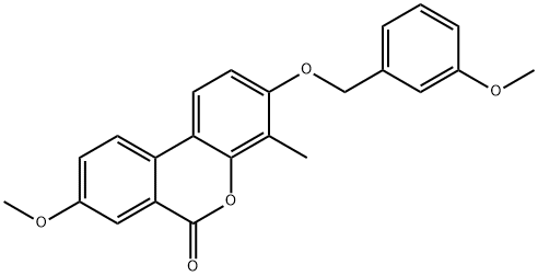 8-methoxy-3-[(3-methoxyphenyl)methoxy]-4-methylbenzo[c]chromen-6-one Struktur