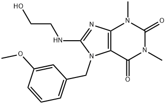 8-(2-hydroxyethylamino)-7-[(3-methoxyphenyl)methyl]-1,3-dimethylpurine-2,6-dione Struktur