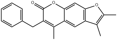 6-benzyl-2,3,5-trimethylfuro[3,2-g]chromen-7-one Struktur