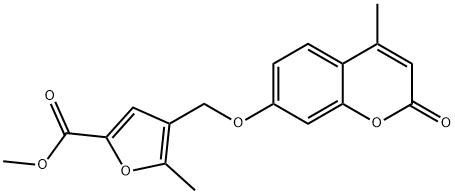 methyl 5-methyl-4-[(4-methyl-2-oxochromen-7-yl)oxymethyl]furan-2-carboxylate Struktur