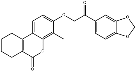 3-[2-(1,3-benzodioxol-5-yl)-2-oxoethoxy]-4-methyl-7,8,9,10-tetrahydrobenzo[c]chromen-6-one Struktur