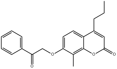 8-methyl-7-phenacyloxy-4-propylchromen-2-one Struktur