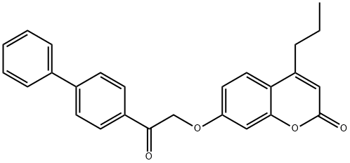 7-[2-oxo-2-(4-phenylphenyl)ethoxy]-4-propylchromen-2-one Struktur