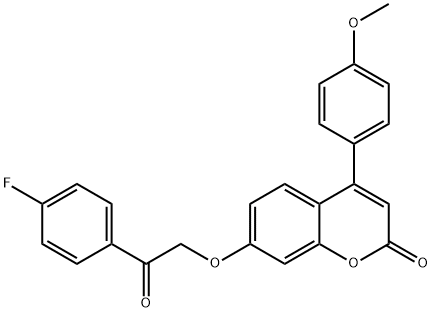 7-[2-(4-fluorophenyl)-2-oxoethoxy]-4-(4-methoxyphenyl)chromen-2-one Struktur