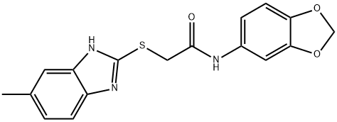 N-(1,3-benzodioxol-5-yl)-2-[(6-methyl-1H-benzimidazol-2-yl)sulfanyl]acetamide Struktur