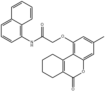 2-[(3-methyl-6-oxo-7,8,9,10-tetrahydrobenzo[c]chromen-1-yl)oxy]-N-naphthalen-1-ylacetamide Struktur