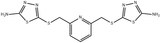 5-[[6-[(5-amino-1,3,4-thiadiazol-2-yl)sulfanylmethyl]pyridin-2-yl]methylsulfanyl]-1,3,4-thiadiazol-2-amine Struktur