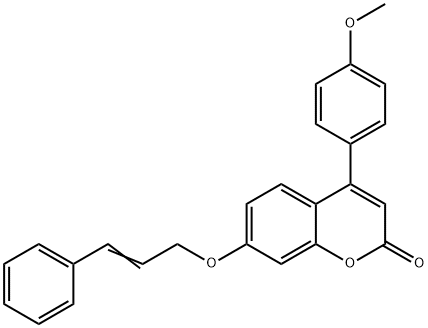 4-(4-methoxyphenyl)-7-[(E)-3-phenylprop-2-enoxy]chromen-2-one Struktur