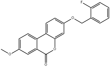 3-[(2-fluorophenyl)methoxy]-8-methoxybenzo[c]chromen-6-one Struktur