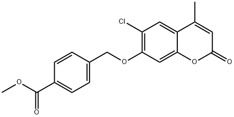 methyl 4-[(6-chloro-4-methyl-2-oxochromen-7-yl)oxymethyl]benzoate Struktur