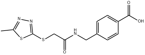 4-[[[2-[(5-methyl-1,3,4-thiadiazol-2-yl)sulfanyl]acetyl]amino]methyl]benzoic acid Struktur