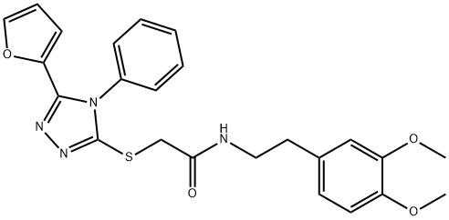 N-[2-(3,4-dimethoxyphenyl)ethyl]-2-[[5-(furan-2-yl)-4-phenyl-1,2,4-triazol-3-yl]sulfanyl]acetamide Struktur