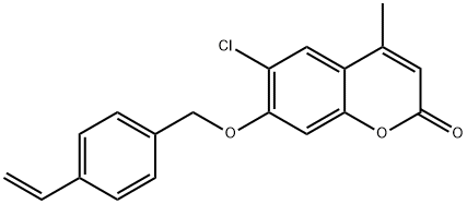 6-chloro-7-[(4-ethenylphenyl)methoxy]-4-methylchromen-2-one Struktur