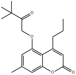 5-(3,3-dimethyl-2-oxobutoxy)-7-methyl-4-propylchromen-2-one Struktur