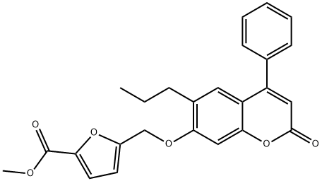 methyl 5-[(2-oxo-4-phenyl-6-propylchromen-7-yl)oxymethyl]furan-2-carboxylate Struktur