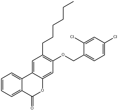 3-[(2,4-dichlorophenyl)methoxy]-2-hexylbenzo[c]chromen-6-one Struktur