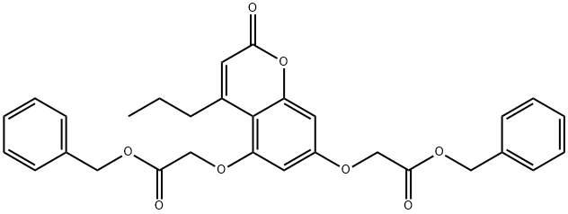 benzyl 2-[2-oxo-5-(2-oxo-2-phenylmethoxyethoxy)-4-propylchromen-7-yl]oxyacetate Struktur