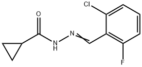 N-[(E)-(2-chloro-6-fluorophenyl)methylideneamino]cyclopropanecarboxamide Struktur