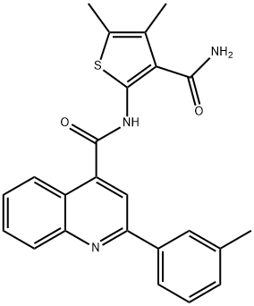 N-(3-carbamoyl-4,5-dimethylthiophen-2-yl)-2-(3-methylphenyl)quinoline-4-carboxamide Struktur