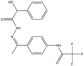 2,2,2-trifluoro-N-[4-[(Z)-N-[(2-hydroxy-2-phenylacetyl)amino]-C-methylcarbonimidoyl]phenyl]acetamide Struktur