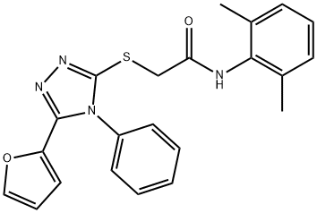 N-(2,6-dimethylphenyl)-2-[[5-(furan-2-yl)-4-phenyl-1,2,4-triazol-3-yl]sulfanyl]acetamide Struktur