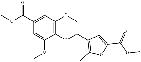 methyl 4-[(2,6-dimethoxy-4-methoxycarbonylphenoxy)methyl]-5-methylfuran-2-carboxylate Struktur