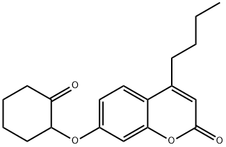 4-butyl-7-(2-oxocyclohexyl)oxychromen-2-one Struktur