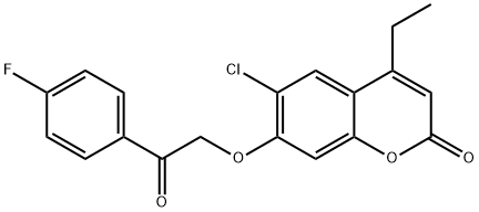 6-chloro-4-ethyl-7-[2-(4-fluorophenyl)-2-oxoethoxy]chromen-2-one Struktur