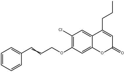 6-chloro-7-[(E)-3-phenylprop-2-enoxy]-4-propylchromen-2-one Struktur