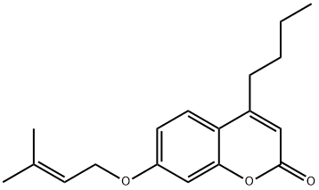 4-butyl-7-(3-methylbut-2-enoxy)chromen-2-one Struktur