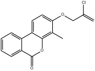 3-(2-chloroprop-2-enoxy)-4-methylbenzo[c]chromen-6-one Struktur