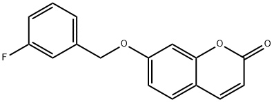 7-[(3-fluorophenyl)methoxy]chromen-2-one Struktur