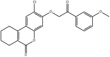 2-chloro-3-[2-(3-methoxyphenyl)-2-oxoethoxy]-7,8,9,10-tetrahydrobenzo[c]chromen-6-one Struktur